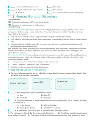 Free Human Genetic Disorders Worksheet Download Free Human Genetic 