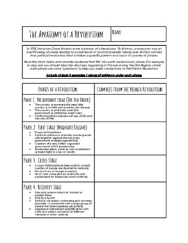 French Revolution Anatomy Of A Revolution Worksheet Answer Key By 