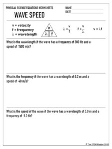 Frequency Wavelength Wave Speed Equation Printable Practice Worksheet