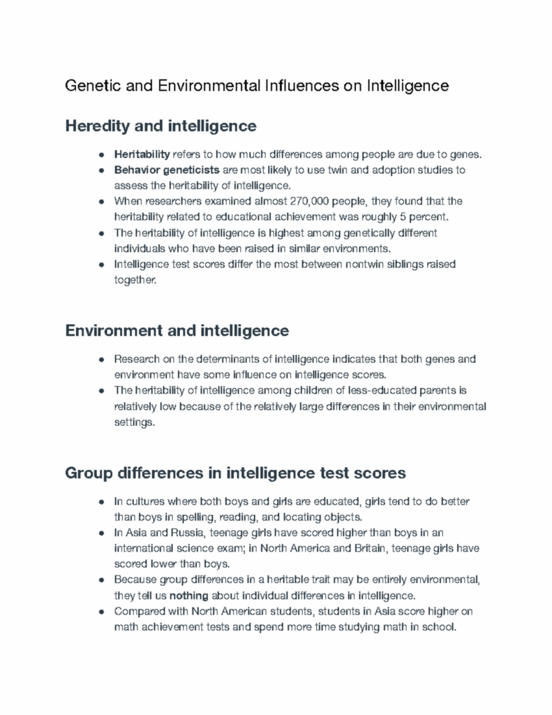 Genetic And Environmental Influences On Intelligence Behavior 