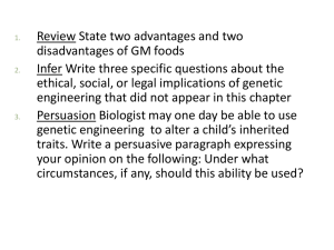 Genetic Engineering Ethics GM Foods Worksheet