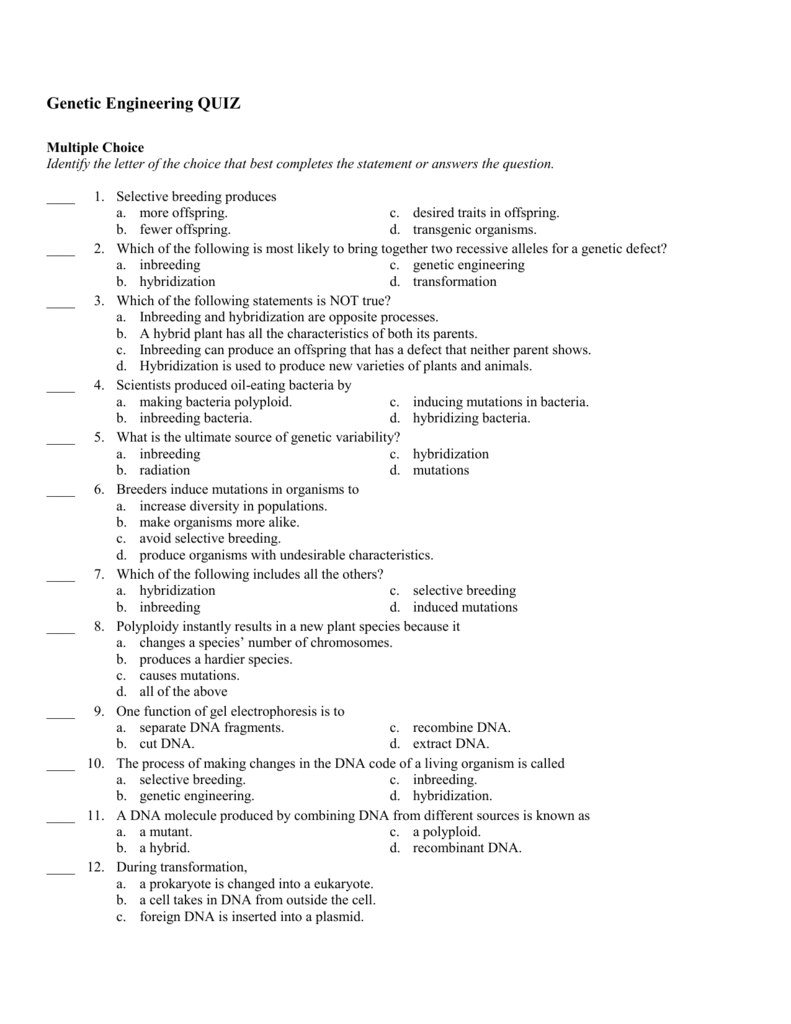 Genetic Engineering QUIZ