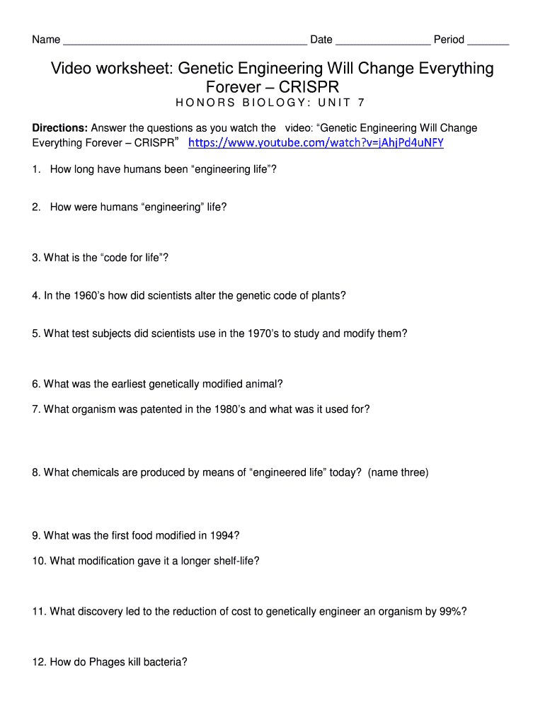 Genetic Engineering Will Change Everything Forever Worksheet Answers 