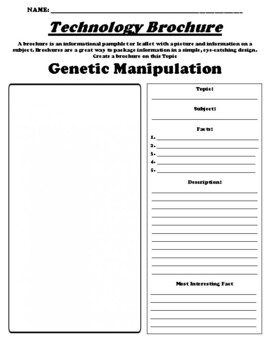 Genetic Manipulation quot Informational Brochure quot Worksheet WebQuest