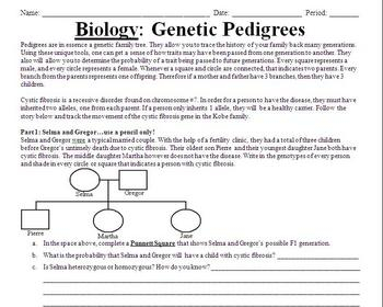 Genetic Pedigree PowerPoint And Cystic Fibrosis Worksheet By Beverly 