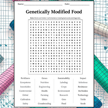Genetically Modified Food Word Search Puzzle Worksheet Activity TPT