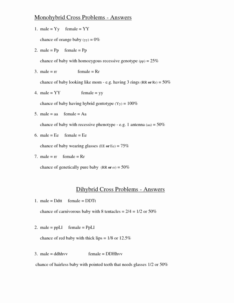 Genetics Basics Worksheet Answer Key Pdf