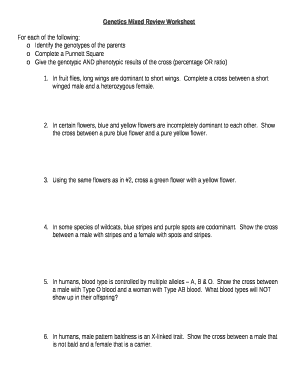 Genetics Mixed Review Worksheet Doc Template PdfFiller