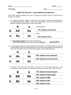 GENETICS PRACTICE 1 BASIC MENDELIAN GENETICS Genetics practice 1 