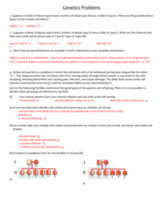 Genetics Problems Worksheet answers