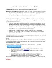 Genetics Sickle Cell Inheritance Worksheet Virtual Genetics Lab 