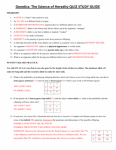 Genetics The Science Of Heredity Probability And Heredity Worksheet