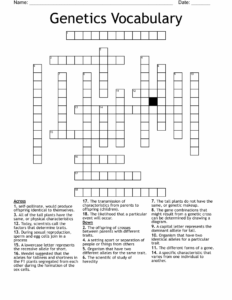 Genetics Worksheet Answers Section A Vocabulary