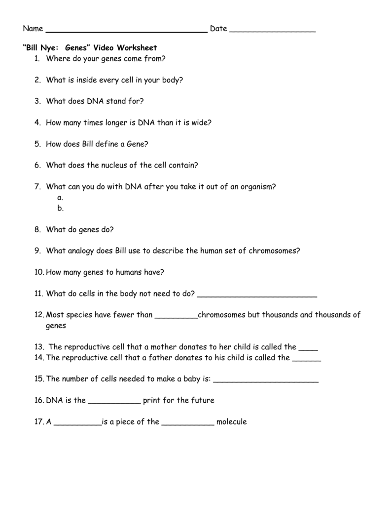 Greatest Discoveries With Bill Nye Genetics Worksheet Printable 