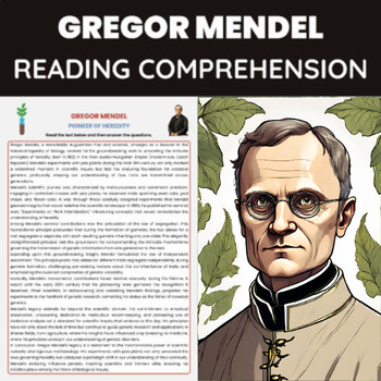 Gregor Mendel Reading Comprehension The Father Of Genetics Worksheet