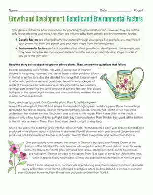 Growth And Development Genetic And Environmental Factors Worksheet