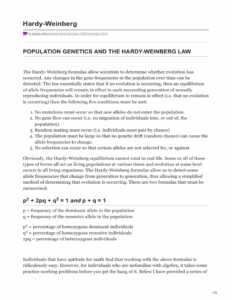 Hardy Weinberg Principle Worksheet