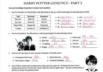 Harry Potter Genetics Part 2 Of 3 By Spyglass Biology TpT