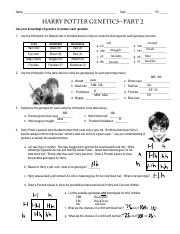 Harry Potter Mendelian Genetics Part 2 pdf Name Date Pd Use Your