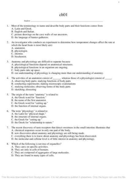 Hole s Human Anatomy Physiology 13th Edition Test Bank StudyLast