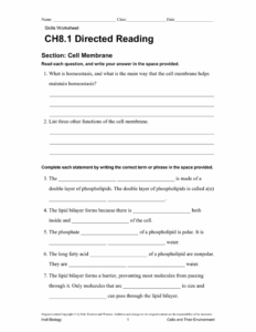 Holt Biology Cells And Their Environment Directed Reading Worksheets