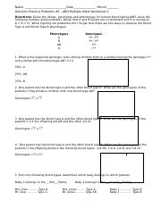 HS 4 Genetics Problems 5 Blood Type 1 doc Name Date Period Genetics 