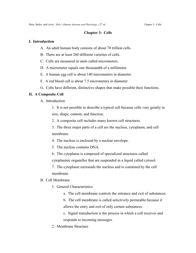 Human Anatomy And Physiology Chapter 3 Cells And Tissues Answer Key 