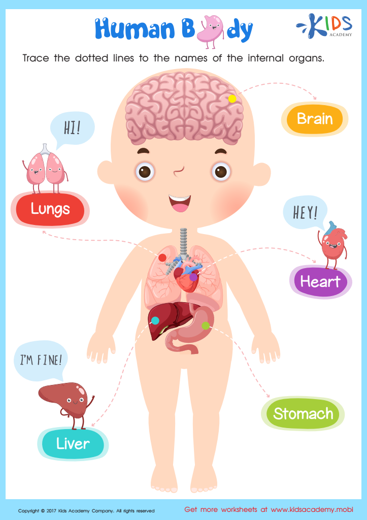Human Body Worksheet Free Printable For Children