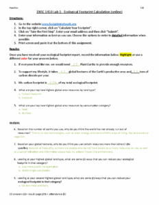 Human Footprint Worksheet Answers Pro Worksheet
