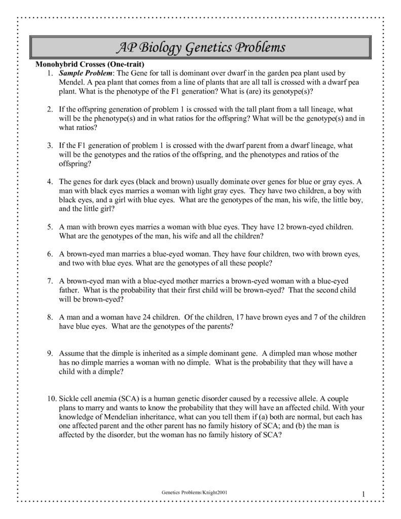 Human Genetics Practice Worksheet 3 Key