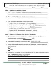 Intro To Anatomy And Physiology Student Worksheet 1 pdf Anatomy And 