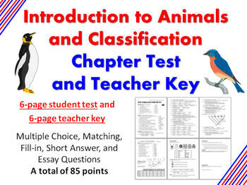 Intro To Animals And Classification Chapter Test Teacher Key zoology 