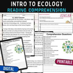 Intro To Ecology Reading Comprehension Passage Worksheets Digital Print