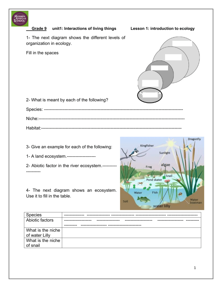 Introduction To Ecology Skills Worksheet Answers SkillsWorksheets