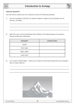 Introduction To Ecology Worksheet By Good Science Worksheets TPT