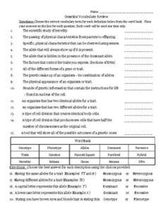 Introduction To Genetics Vocabulary Review By Science Success With Sally