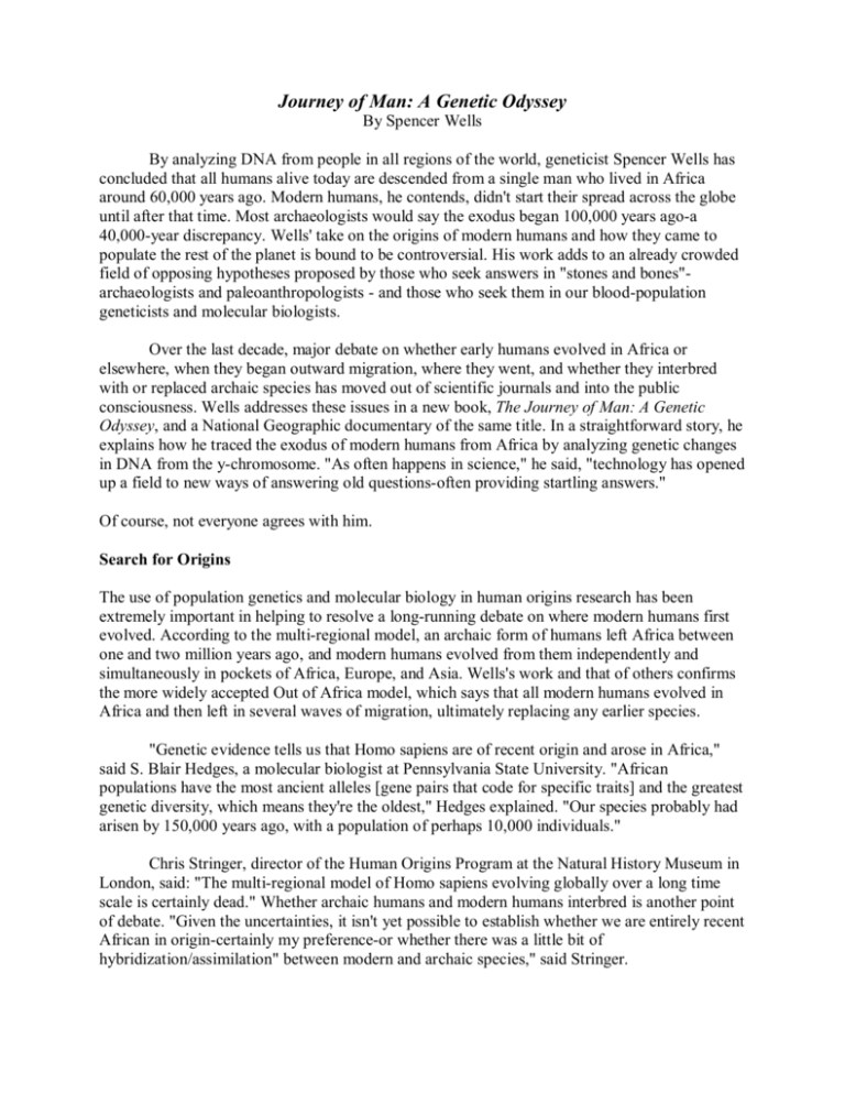 Journey Of Man A Genetic Odyssey