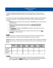 Language Of Genetics 1 docx Language Of Genetics Worksheet Complete 