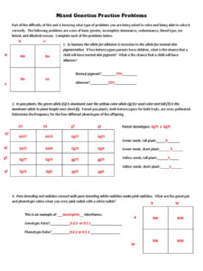 Mixed Genetics Practice Problems Key PDF Dominance Genetics