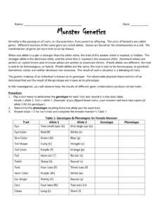 Monster Genetics Lab Answer Key Table 1 GustavoGargiulo Free
