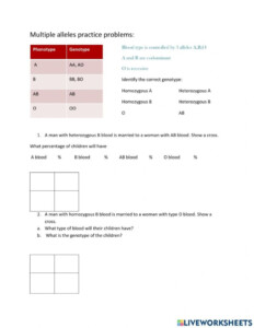 Multiple Alleles Practice Problems Worksheets Answers Pdf Printable