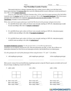 Non Mendelian Genetics Practice Interactive Worksheet Live