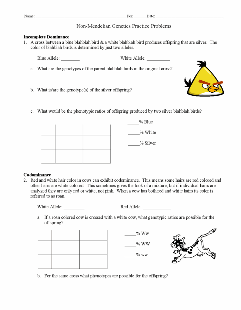 Non Mendelian Genetics Practice Problems Assignments Genetics 