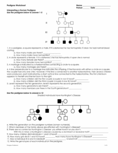 Pedigree Analysis Worksheet Genetics Practice