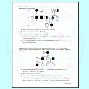 Pedigrees Worksheet For Genetics By The Biology Bar TPT