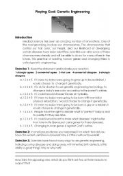 Playing God Genetic Engineering Discussion Starter ESL Worksheet By Pidi