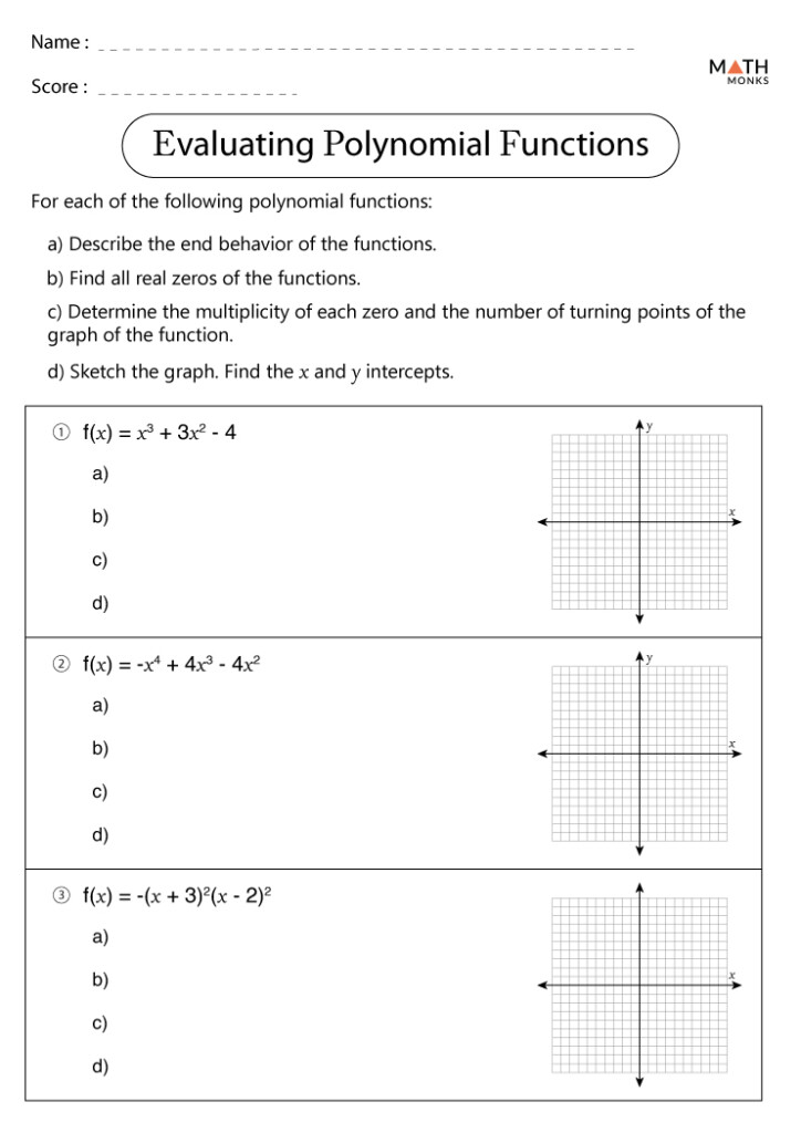 Polynomial Functions Worksheets Worksheets For Kindergarten