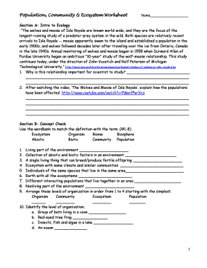 Population Community And Ecosystem Worksheet Answer Key Pdf Fill And 