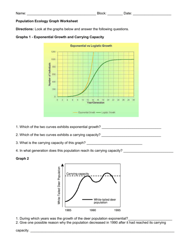 Population Ecology Graph Worksheet Answers Db excel