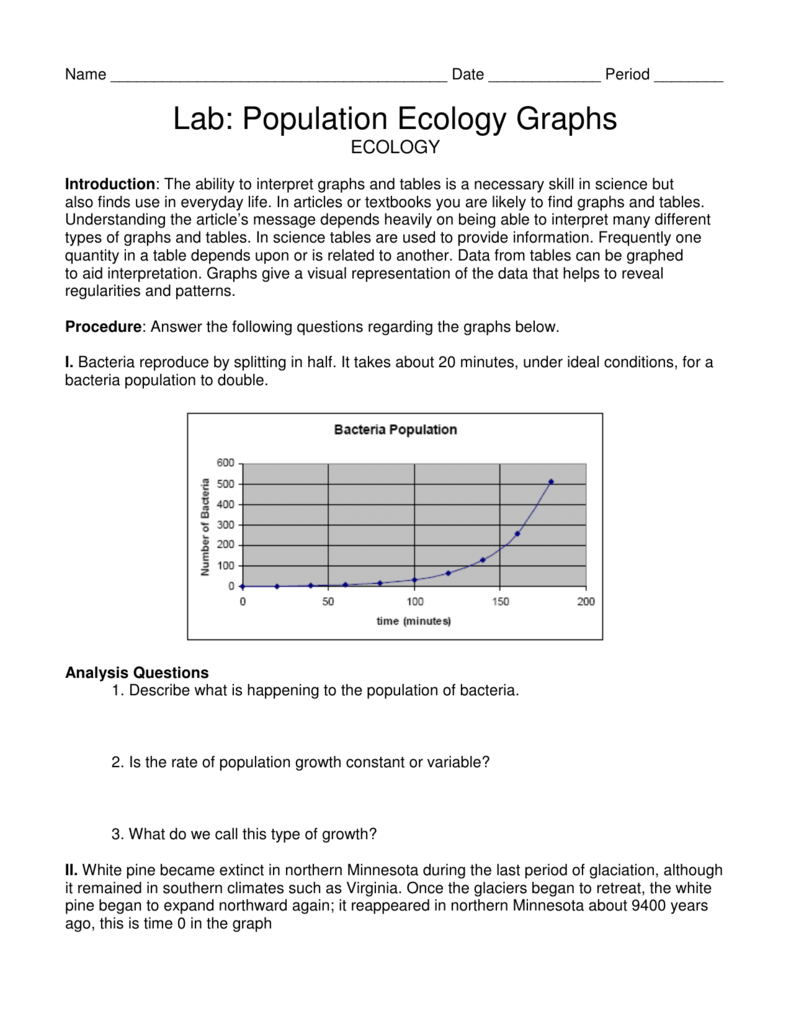Population Ecology Graph Worksheet Wordworksheet